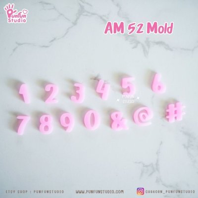 แม่พิมพ์ตัวอักษร AM 50-52 Mold / Height 1.1-1.5 cm หนา 2 mm / แม่พิมพ์ซิลิโคน