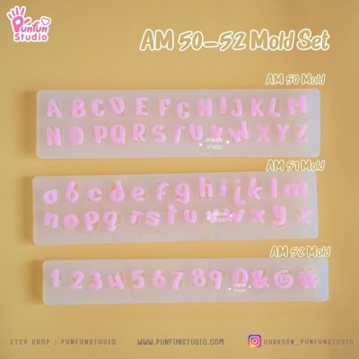 แม่พิมพ์ตัวอักษร AM 50-52 Mold / Height 1.1-1.5 cm หนา 2 mm / แม่พิมพ์ซิลิโคน