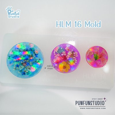 HLM 16 Round / Holographic Mold / 1.5, 2.0, 2.5 cm / Use with Epoxy resin / Silicone Mold