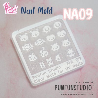 แม่พิมพ์เล็บ NA 09 BT21 / Nail Decoration Mold / K-POP / Clear Mold for UV Resin / Thickness 0.3 - 0.5 mm / Silicone ...