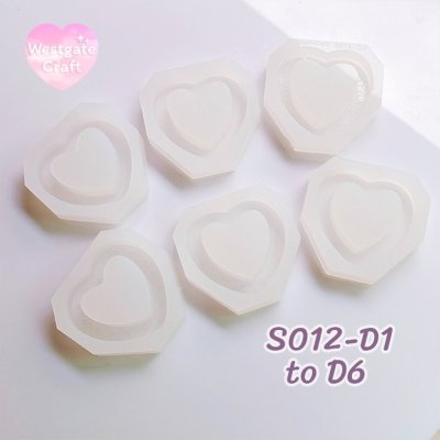 แม่พิมพ์หัวใจ S012-D1 to D6 Set / 6 Heart shaker molds + Free CSM S012 : 2 พิมพ์