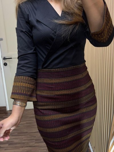 ALTHREE Clothing - ROSDIANA Long Dress Ulos Gorga Katun Stretch Wanita Nyaman Casual