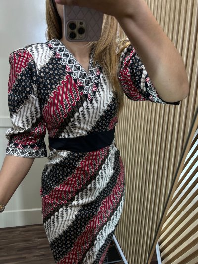 ALTHREE Clothing -  TIAR Dress Batik Katun Stretch Wanita Formal Pendek Casual