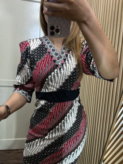 ALTHREE Clothing -  TIAR Dress Batik Katun Stretch Wanita Formal Pendek Casual