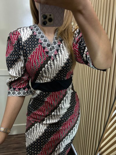 ALTHREE Clothing -  TIAR Dress Batik Katun Stretch Wanita Formal Pendek Casual