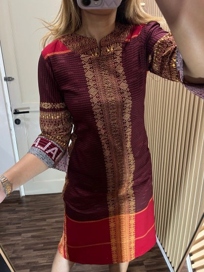 ALTHREE Clothing - GABE Dress Motif Ulos Ragi Hotang Katun Stretch Wanita Nyaman Casual