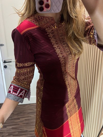 ALTHREE Clothing - GABE Dress Motif Ulos Ragi Hotang Katun Stretch Wanita Nyaman Casual