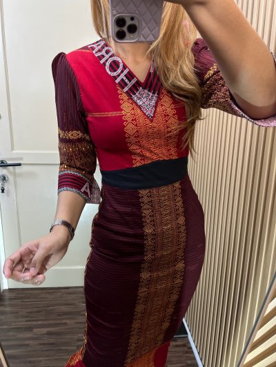 ALTHREE Clothing - ULI Dress Motif Ulos Ragi Hotang Katun Stretch Wanita Nyaman Casual