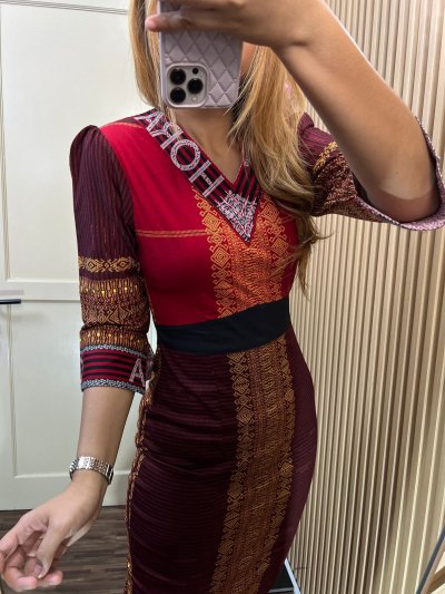 ALTHREE Clothing - ULI Dress Motif Ulos Ragi Hotang Katun Stretch Wanita Nyaman Casual