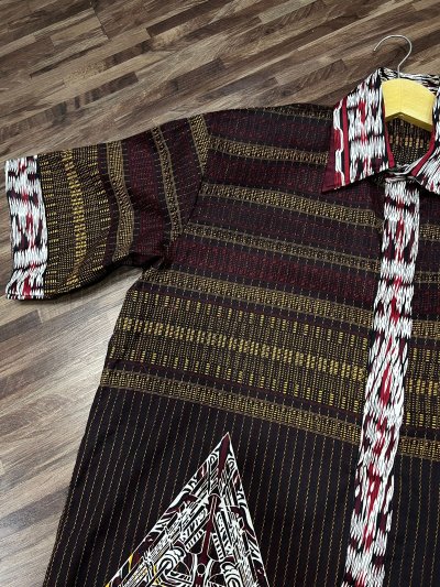 ALTHREE Clothing - KEMEJA Ulos Gorga Katun Stretch Batik Pria Lengan Pendek