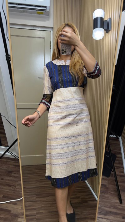 ALTHREE Clothing - GABE Dress Motif Passamot Katun Stretch Wanita Nyaman Casual