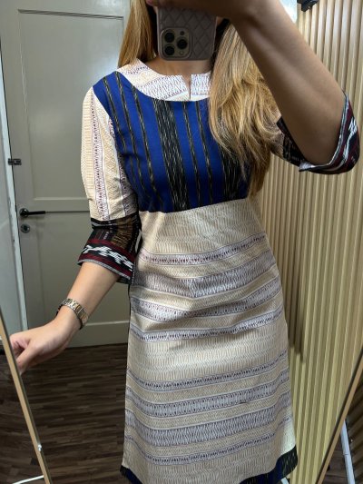 ALTHREE Clothing - GABE Dress Motif Passamot Katun Stretch Wanita Nyaman Casual