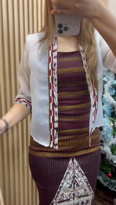 ALTHREE Clothing - LASMA Dress Maroon Stretch Batik Casual Motif