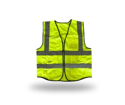 เสื้อจราจรสะท้อนแสงสีเขียว โพลีเอสเตอร์ ซิป+กระเป๋า รุุ่น CG-009