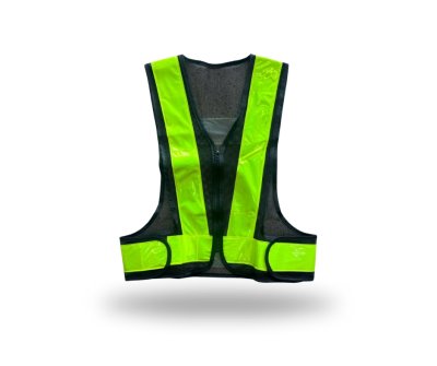 เสื้อกั๊กสะท้อนแสงสีเขียว ซิบหน้า ตัววี รุ่น CG-0013