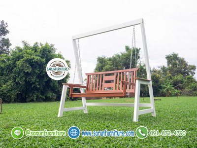 ชิงช้าไม้เต็งโครงเหล็ก ชิงช้าไม้เต็งโครงเหล็ก