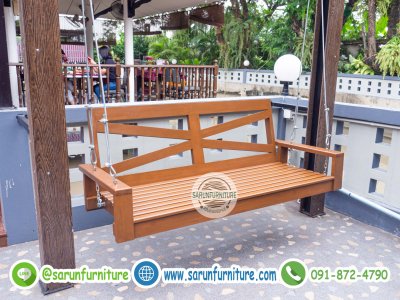 ที่นั่งชิงช้า เก้าอี้ชิงช้าไม้เต็ง ทำสีไม้สัก SR-005 ที่นั่งชิงช้า เก้าอี้ชิงช้าไม้เต็ง ทำสีไม้สัก SR-005