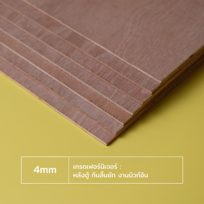 ไม้อัด 4 มม. เกรดเฟอร์นิเจอร์ หลังตู้ ก้นลิ้นชัก งานบิวท์อิน