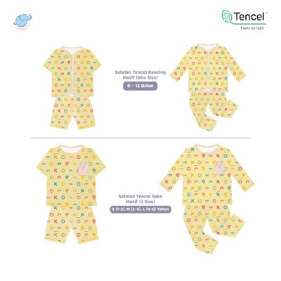 Elephas Setelan Anak Tencel Premium 0-6 Tahun Anti UV, Super Lembut, Ringan, Elastis, Adem