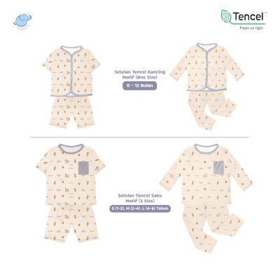 Elephas Setelan Anak Tencel Premium 0-6 Tahun Anti UV, Super Lembut, Ringan, Elastis, Adem