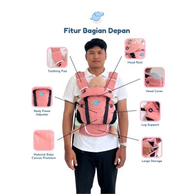 Elephas Elora Baby Carrier - Gendongan Bayi SSC Ergonomis Adjustable Newborn hingga Toddler