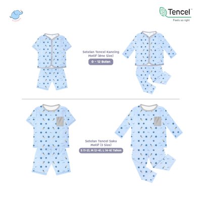 Elephas Setelan Anak Tencel Premium 0-6 Tahun Anti UV, Super Lembut, Ringan, Elastis, Adem