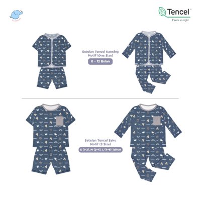 Elephas Setelan Anak Tencel Premium 0-6 Tahun Anti UV, Super Lembut, Ringan, Elastis, Adem