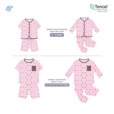 Elephas Setelan Anak Tencel Premium 0-6 Tahun Anti UV, Super Lembut, Ringan, Elastis, Adem