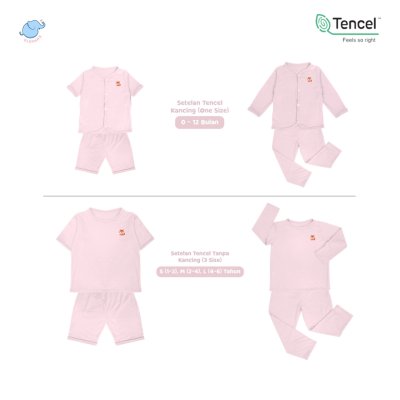 Elephas Setelan Anak Tencel Premium 0-6 Tahun Anti UV, Super Lembut, Ringan, Elastis, Adem
