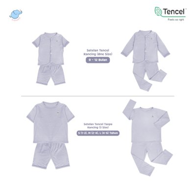 Elephas Setelan Anak Tencel Premium 0-6 Tahun Anti UV, Super Lembut, Ringan, Elastis, Adem