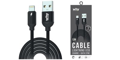 สายชาร์จ WHY USB-A to Lightning Cable Alpha 2M. Black (UC-1262B)