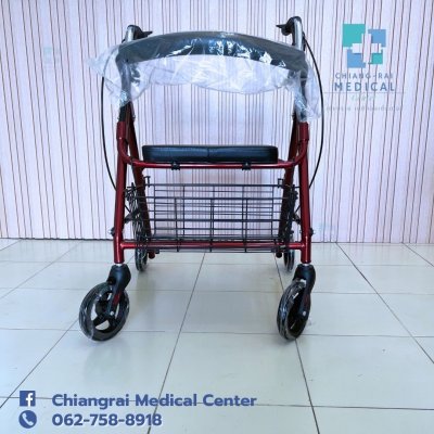 walker ช่วยเดิน รถเข็นผู้สูงอายุ Rollator พับเก็บได้ สีแดง