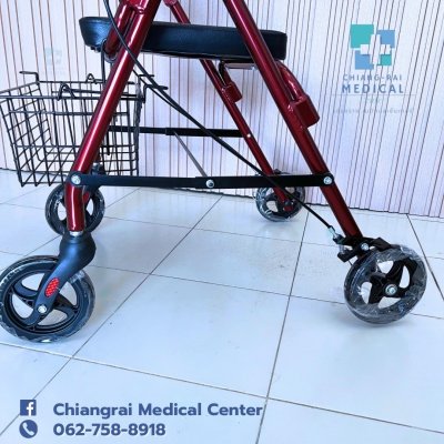 walker ช่วยเดิน รถเข็นผู้สูงอายุ Rollator พับเก็บได้ สีแดง