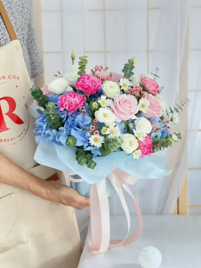 ช่อดอกไม้ฟ้าชมพู ช่อดอกไม้สวยๆ FW002