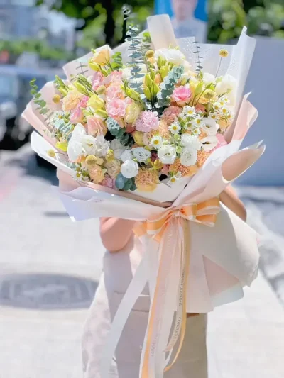 ช่อดอกไม้โทนสีชมพูเหลือง FW063