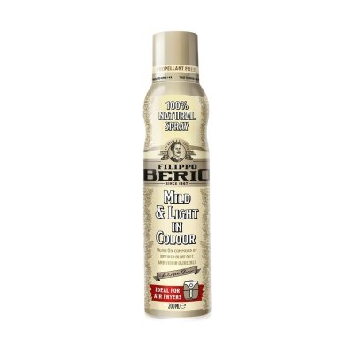 Filippo Berio Mild & Light Olive Oil Spray (200ml) – สเปรย์น้ำมันมะกอกผ่านกรรมวิธี สูตรทนความร้อนสูง
