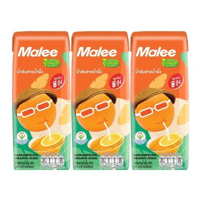 Malee ทรอปิคอลน้ำส้มสายน้ำผึ้ง 20% 180 ml. (3กล่อง/แพค)