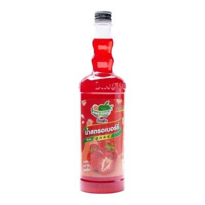 ยกลังสุดคุ้ม 12 ขวด/ลัง Ding Fong น้ำหวาน รสสตรอเบอรี่ 760ml.
