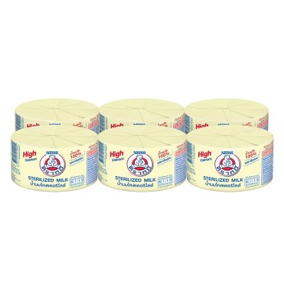 ยกลังสุดคุ้ม 16 กระป๋อง/ลัง ตราหมี นมสดสเตอริไลส์ เหลือง 140 ml. (6ชิ้น/แพค)