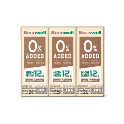 Beanwell นมถั่วเหลือง UHT 250ml. สูตรไม่เติมน้ำตาล High Protein (3กล่อง/แพค)