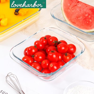 ถาดแก้วอบทรงสี่เหลี่ยม LoveHarbor (LH0038) Square Glass Baking Dish 1.1L 21.3x18.9x5.2cm