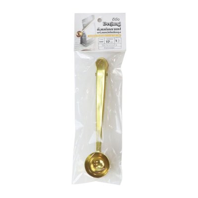 ช้อนตักกาแฟ S/S พร้อมคลิปหนีบถุงกาแฟ (Gold)