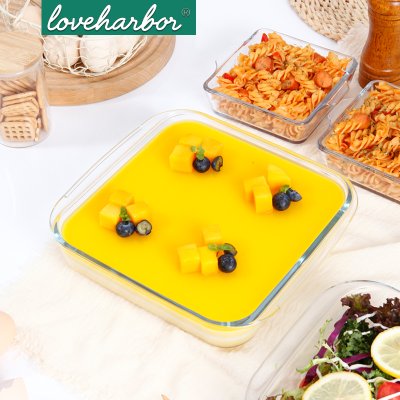 ถาดแก้วอบทรงสี่เหลี่ยม LoveHarbor (LH0038) Square Glass Baking Dish 1.1L 21.3x18.9x5.2cm