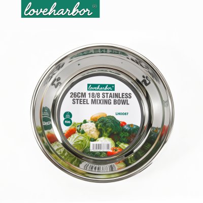 LoveHarbor LH0087 — ชามผสมสเตนเลส 26 ซม. (18/8 Stainless Steel)
