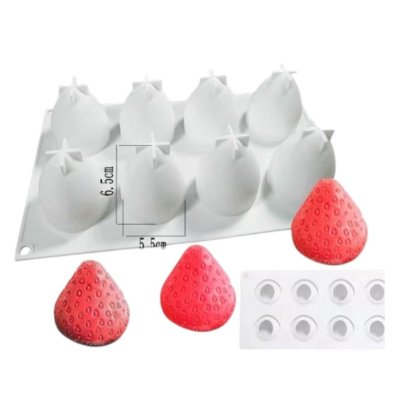 พิมพ์ซิลิโคน 3D สตรอว์เบอร์รี่ใหญ่ 8 ช่อง