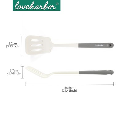 LoveHarbor LH0063 - ตะหลิวซิลิโคนทูโทนแบบมีช่อง (Silicone Slotted Spatula)