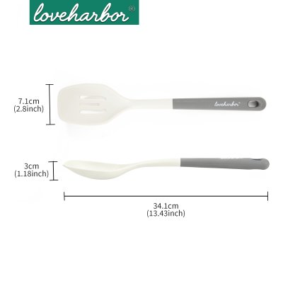 LoveHarbor LH0068 กระชอนซิลิโคนทูโทน Silicone Slotted Spoon (34.1 x 7.1 x 3 cm)