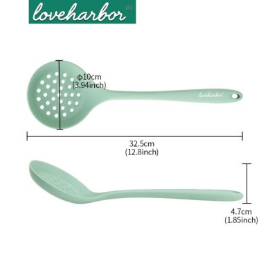 LoveHarbor LH0160 กระบวยซิลิโคนมีร่อง ทนความร้อนสูง ขนาด 32.5x10cm กระบวยตักของทอด ลวกเส้น