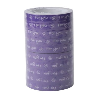 ยกแพ็ค 10 ม้วน เทปสีพิมพ์ลาย”For You”สีม่วง 15mm.