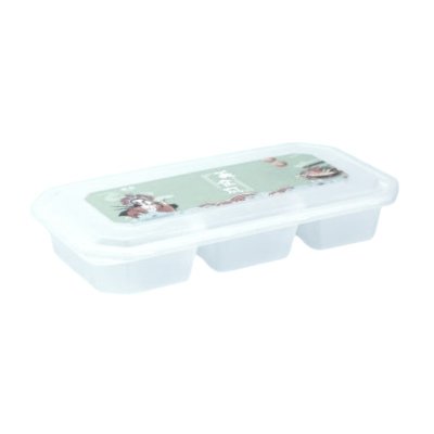 (HS-A024) กล่องเหลี่ยม PP พร้อมฝา 550 ml. 3 ช่อง (25ชุด/แพค)